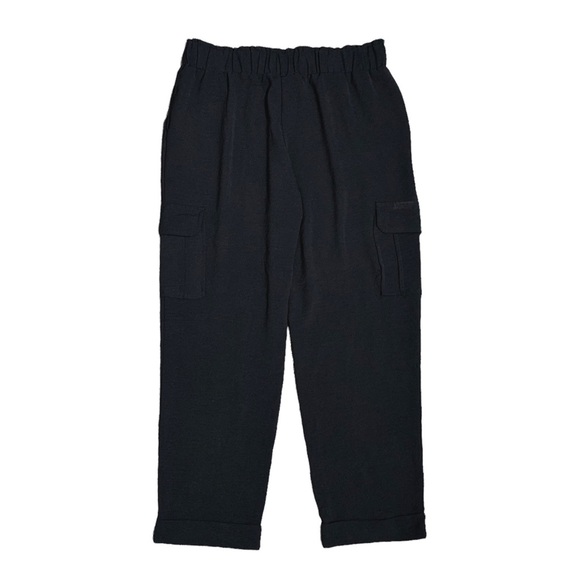 Joe Benbasset Black Paperbag Waist Cuffed Cargo Pants Lightweight Juniors Large - Picture 11 of 14